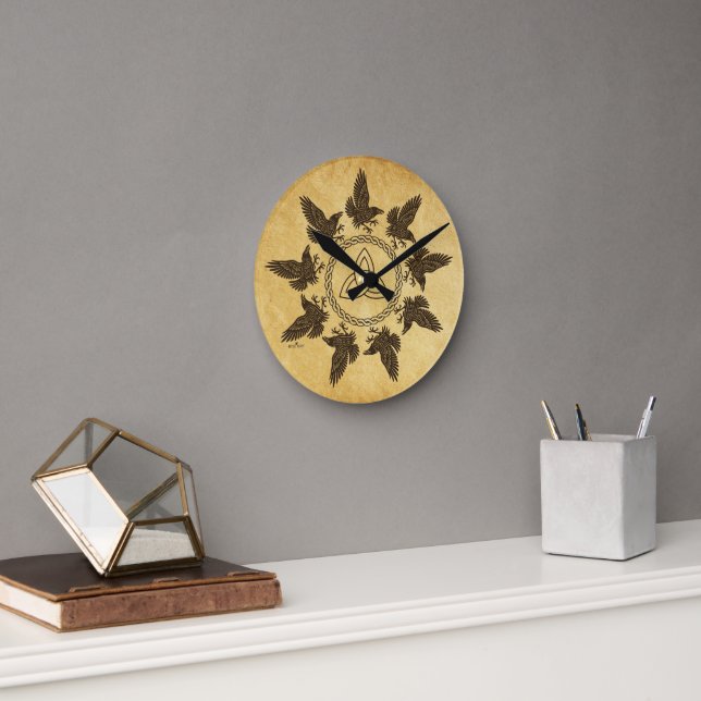 Ravens Circle Dance Round Clock (Office)