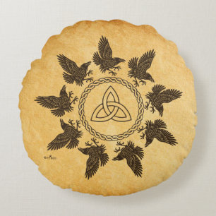 Ravens Circle Dance Round Cushion