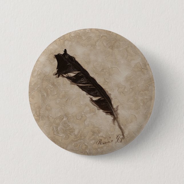 Raven's Feather Bird-lover Crow design 6 Cm Round Badge (Front)
