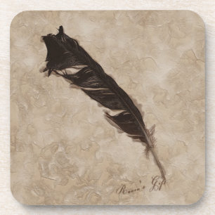 Raven's Feather Bird-lover Crow design Coaster