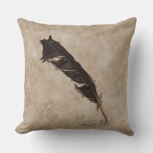 Raven's Feather Bird-lover Crow design Cushion (Front)