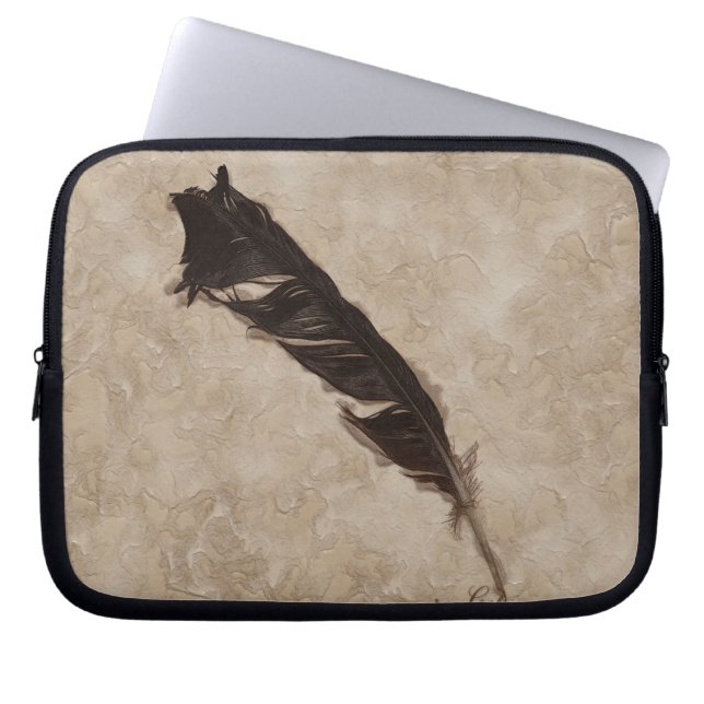 Raven's Feather Bird-lover Crow design Laptop Sleeve (Front)