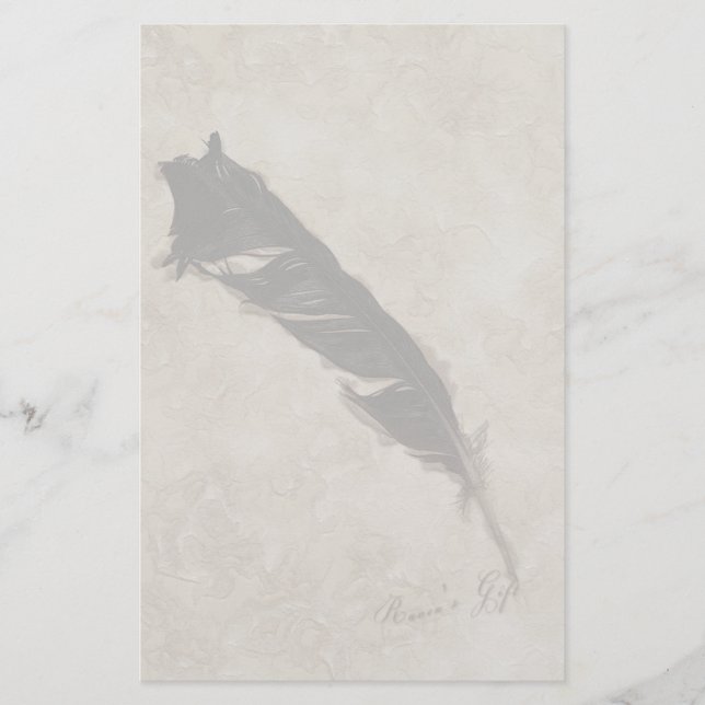 Raven's Feather Bird-lover Crow design Stationery (Front)