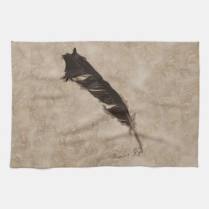 Raven's Feather Bird-lover Crow design Tea Towel
