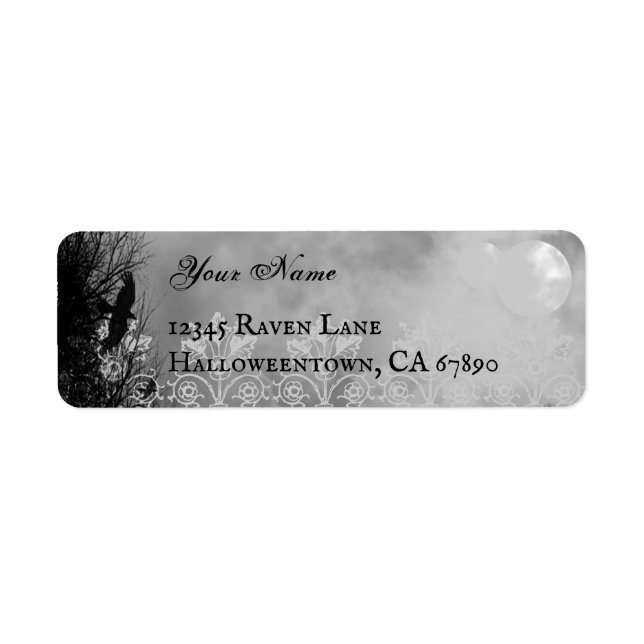 Ravens Haunted Full Moon Editable Return Address Label (Front)