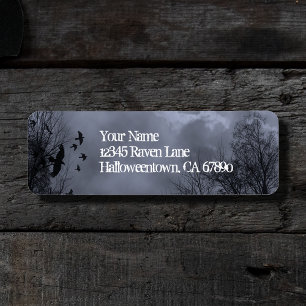 Ravens Haunted Sky Blue Mist Return Address Label