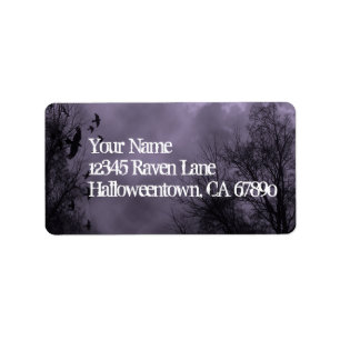 Ravens Haunted Sky Purple Mist Custom Address Label