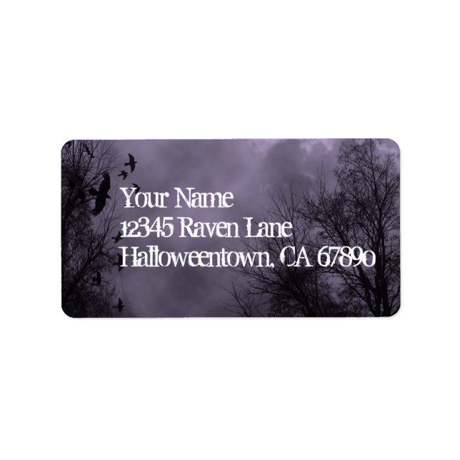 Ravens Haunted Sky Purple Mist Custom Address Label (Front)