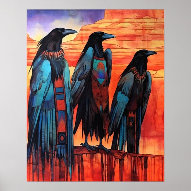 Ravens Navajo Desert Native Art Style #NR116 Poster (Front)