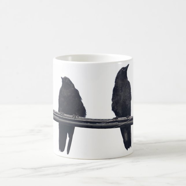 "RAVENS ON A WIRE" Corvids Wildlife Mug (Center)