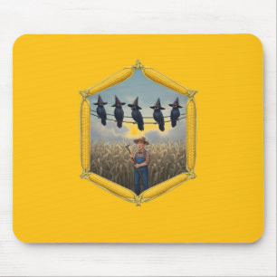 Ravens On A Wire Eyeing Farmer Brown's Cornfield Mouse Pad