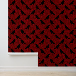 Ravens on Red Wallpaper