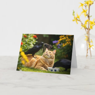 Ravens Play With Cat Feathers Friends Card