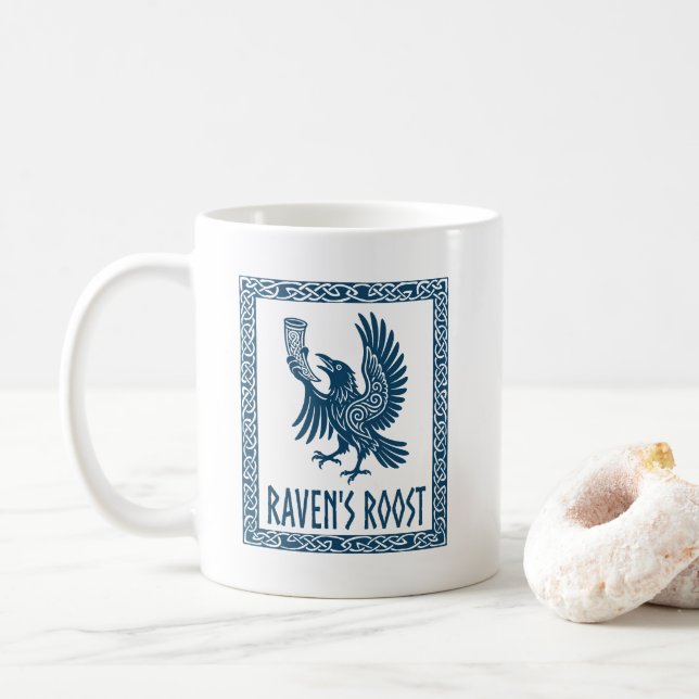Raven's Roost Pub Wick Scotland Coffee Mug (With Donut)
