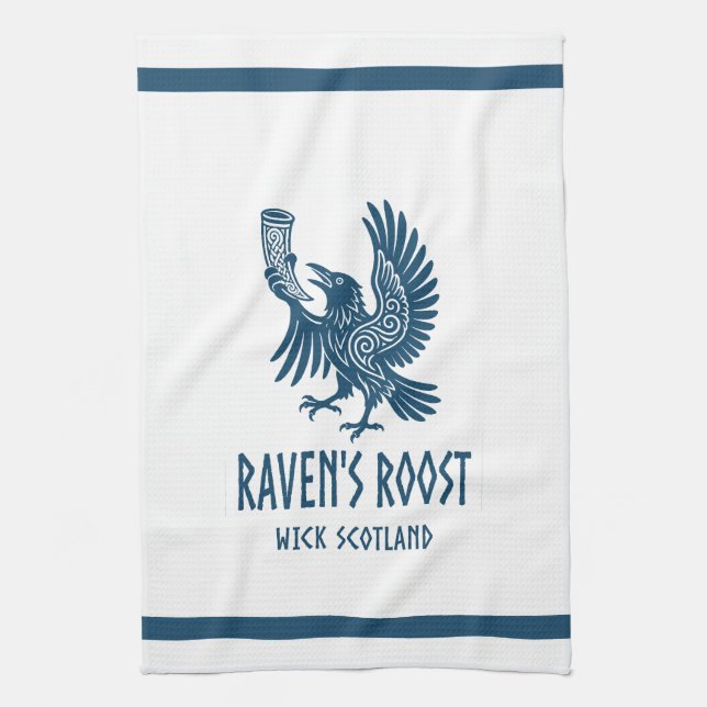 Raven's Roost Pub Wick Scotland Tea Towel (Vertical)