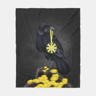 Raven's Rune: Aegishjalmur Magic on Black Stone Fleece Blanket