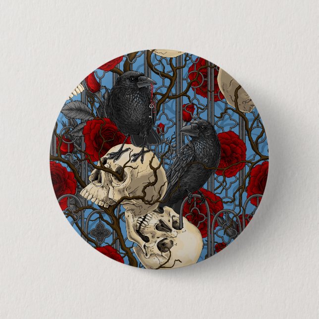 Raven's secret. Dark and moody gothic illustration 6 Cm Round Badge (Front)