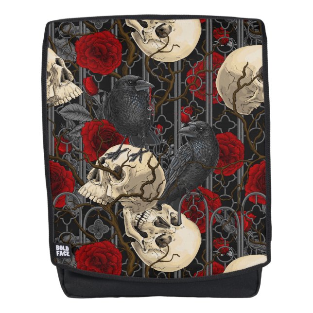 Raven's secret. Dark and moody gothic illustration Backpack (Front)