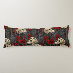 Raven's secret. Dark and moody gothic illustration Body Cushion
