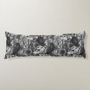 Raven's secret. Dark and moody gothic illustration Body Cushion