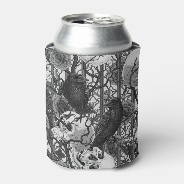 Raven's secret. Dark and moody gothic illustration Can Cooler (Can Front)