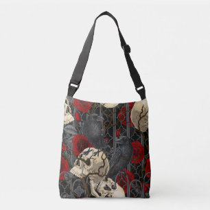 Raven's secret. Dark and moody gothic illustration Crossbody Bag
