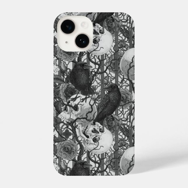 Raven's secret. Dark and moody gothic illustration iPhone Case (Back)