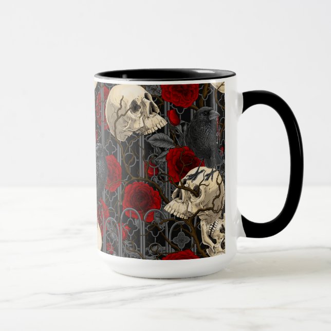 Raven's secret. Dark and moody gothic illustration Mug (Right)