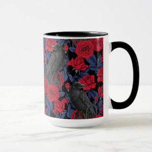 Raven's secret. Dark and moody gothic illustration Mug