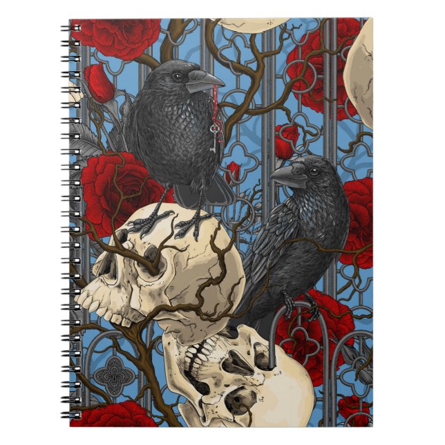 Raven's secret. Dark and moody gothic illustration Notebook (Front)