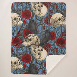 Raven's secret. Dark and moody gothic illustration Sherpa Blanket