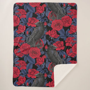 Raven's secret. Dark and moody gothic illustration Sherpa Blanket