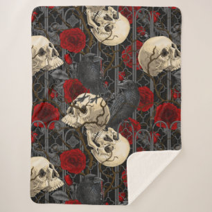 Raven's secret. Dark and moody gothic illustration Sherpa Blanket