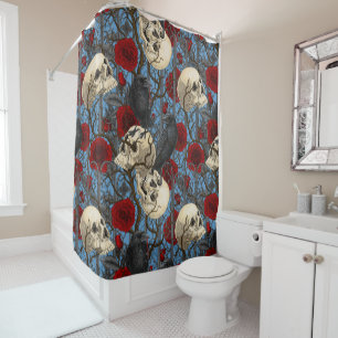 Raven's secret. Dark and moody gothic illustration Shower Curtain