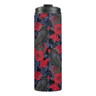 Raven's secret. Dark and moody gothic illustration Thermal Tumbler