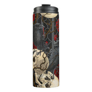 Raven's secret. Dark and moody gothic illustration Thermal Tumbler