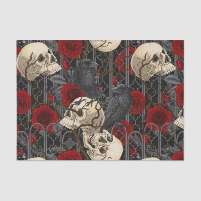Raven's secret. Dark and moody gothic illustration Tissue Paper (Front)