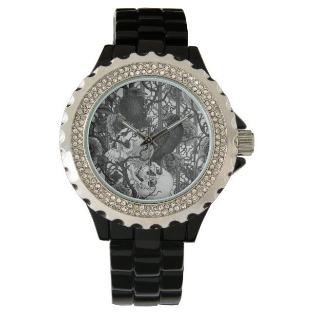 Raven's secret. Dark and moody gothic illustration Watch (Front)