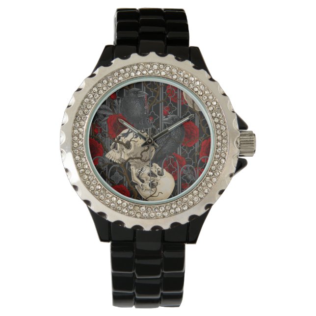 Raven's secret. Dark and moody gothic illustration Watch (Front)