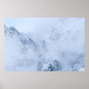 Ravens, snowy mountains and clouds poster