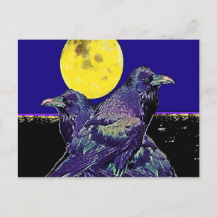 Ravens Spooky Moon @ by Sharles Postcard