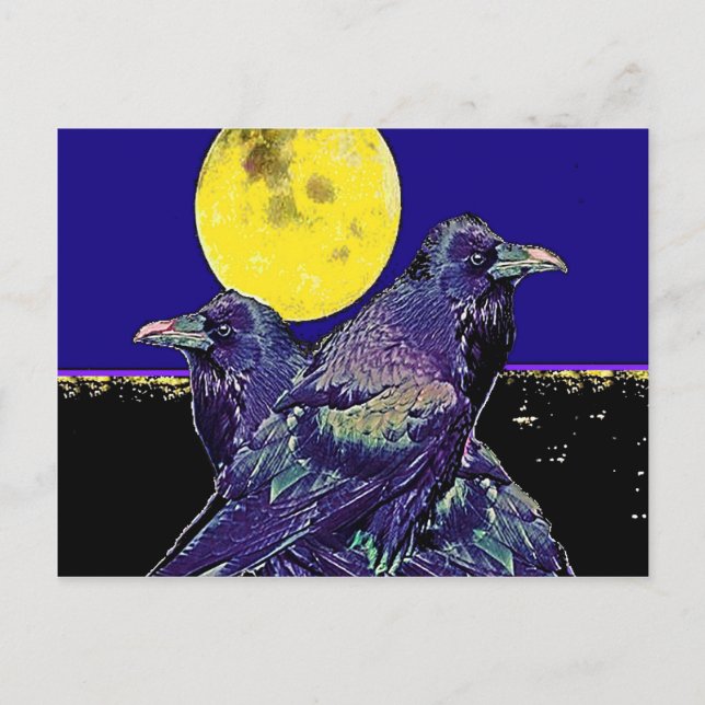 Ravens Spooky Moon @ by Sharles Postcard (Front)