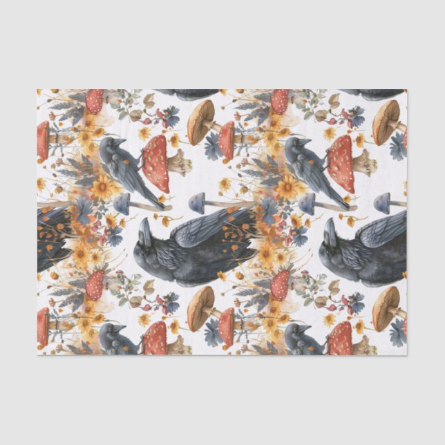 Ravens Toadstools Mushrooms Woodland Tissue Paper (Front)