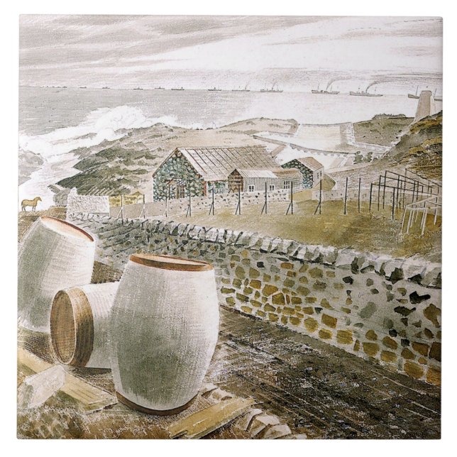 Ravilious - Convoy Passing an Island Ceramic Tile (Front)