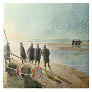 Ravilious - Dangerous Work at Low Tide, Ceramic Tile