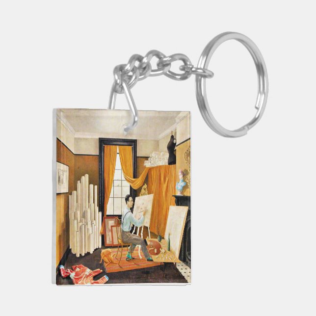 Ravilious - Edward Bawden Working in His Studio Key Ring (Back Left)