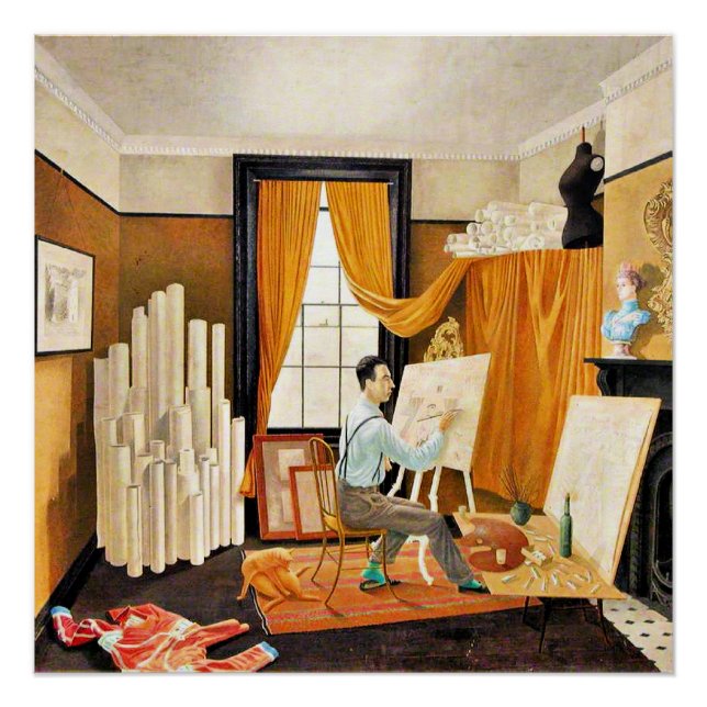 Ravilious - Edward Bawden Working in His Studio, Poster (Front)