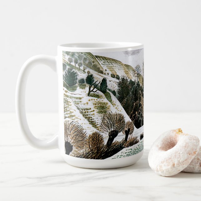 Ravilious - New Year Snow, fine art Coffee Mug (With Donut)