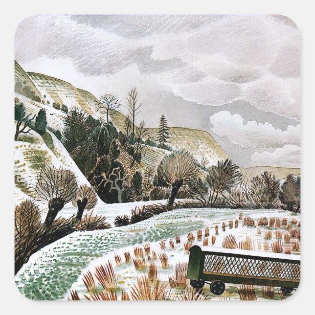Ravilious - New Year Snow, Square Sticker (Front)