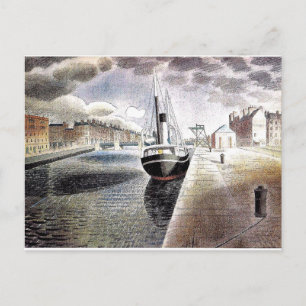 Ravilious - Pilot boat at Le Havre Postcard